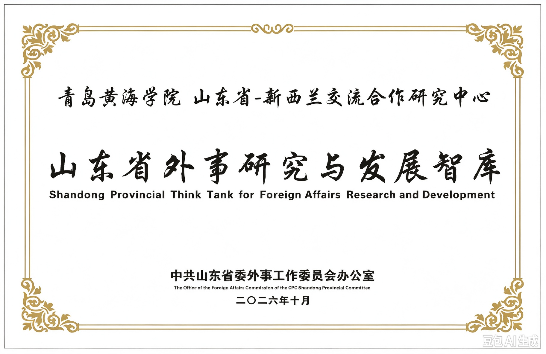 青岛黄海学院“山东省—新西兰交流合作研究中心” 获批山东省外事研究与发展智库